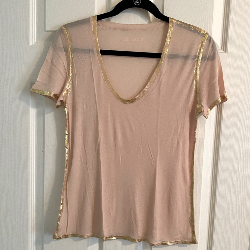 Zadig & Voltaire gold trim t-shirt